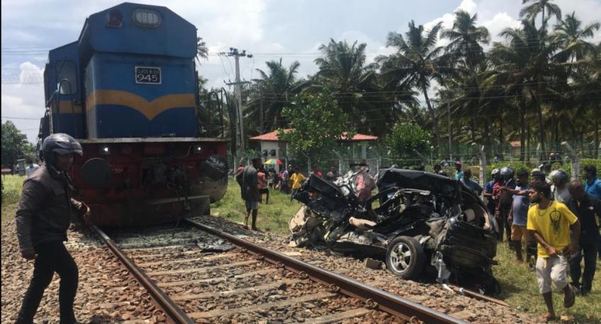 Two dead in tragic car-train collision in Galle